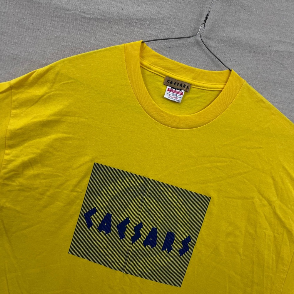 VTG Caesars Palace Graphic T-Shirt XL Yellow‎ Blue Optical Illusion Alstyle Tee